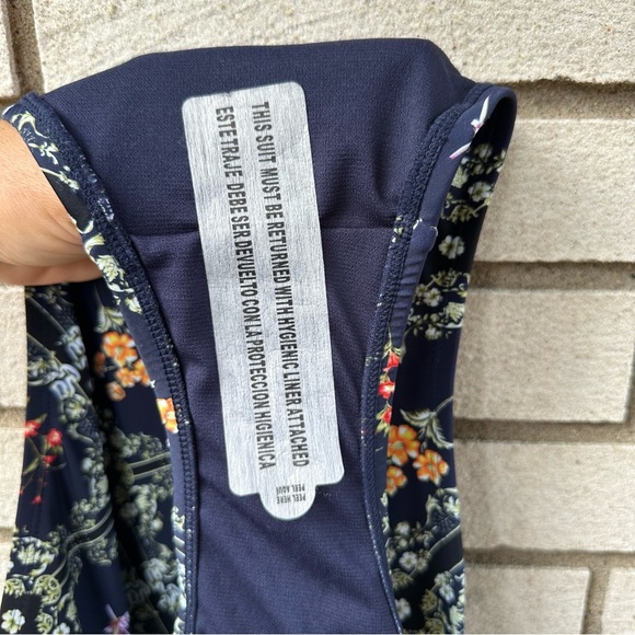 Agua Bendita Target Blue Floral Tile Print One Piece Swimsuit 1X Cheeky - Picture 11 of 13